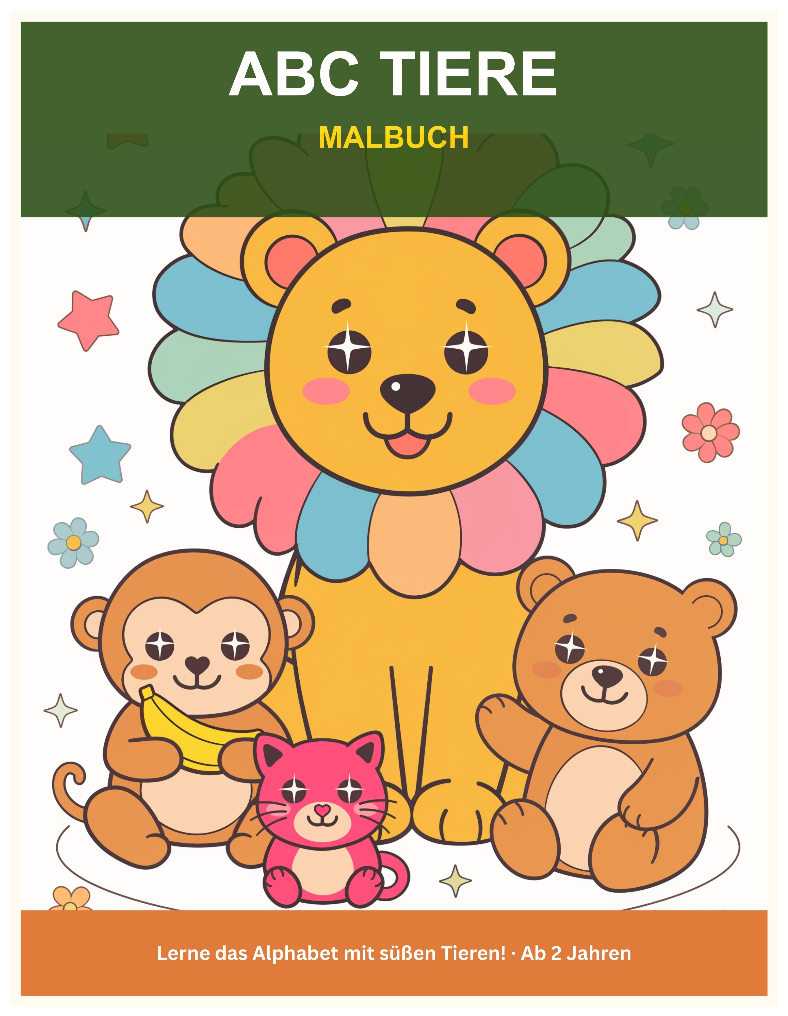 ABC Tiere Malbuch: Lerne das Alphabet mit süßen Tieren! — Cover